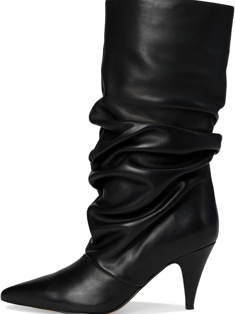 Marc Fisher Black Slouchy Pointed-Toe Mid-Heel Women's Boots